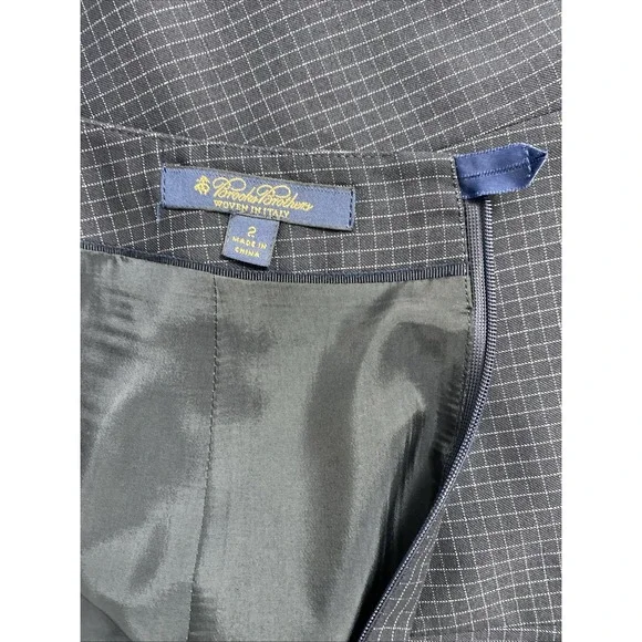 Womens Brooks Brothers 4 Skirt 100% Wool Woven In Italy Black Knee Length A-Line - Picture 5 of 12